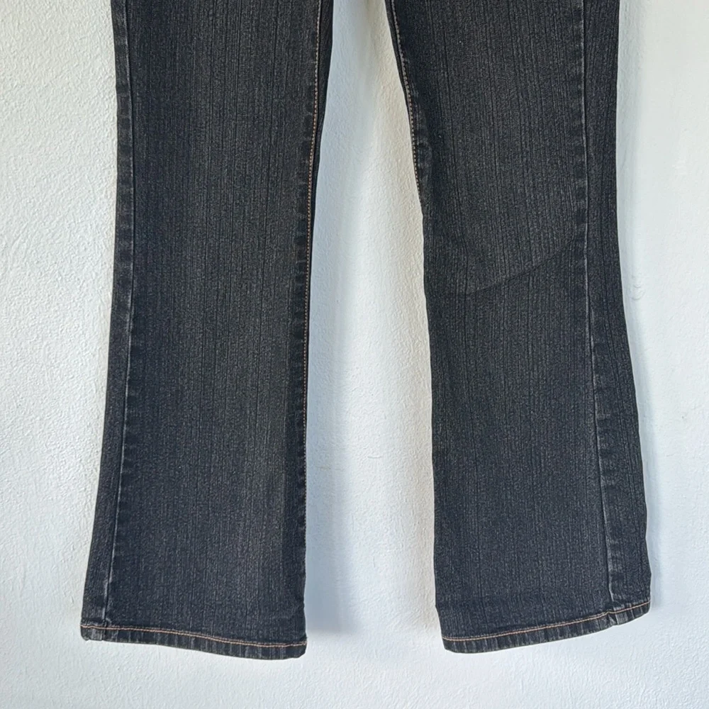 Jeanstar dark wash mid rise flare leg cotton stretch jeans size 4 short